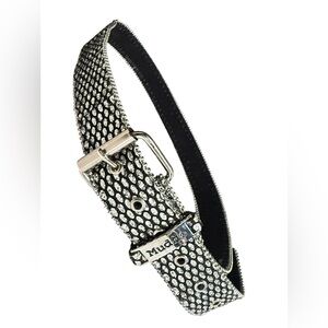 Vintage 90s Y2K Mudd Black Leather Metallic Coated Beaded